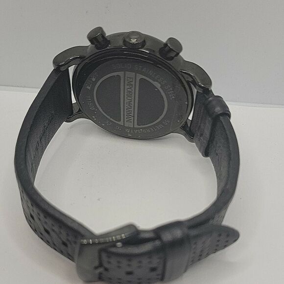 ARMANI AR1737 Men's Black Leather ​Analog Dial Quartz Genuine Wrist Watch BC565 - Picture 10 of 10